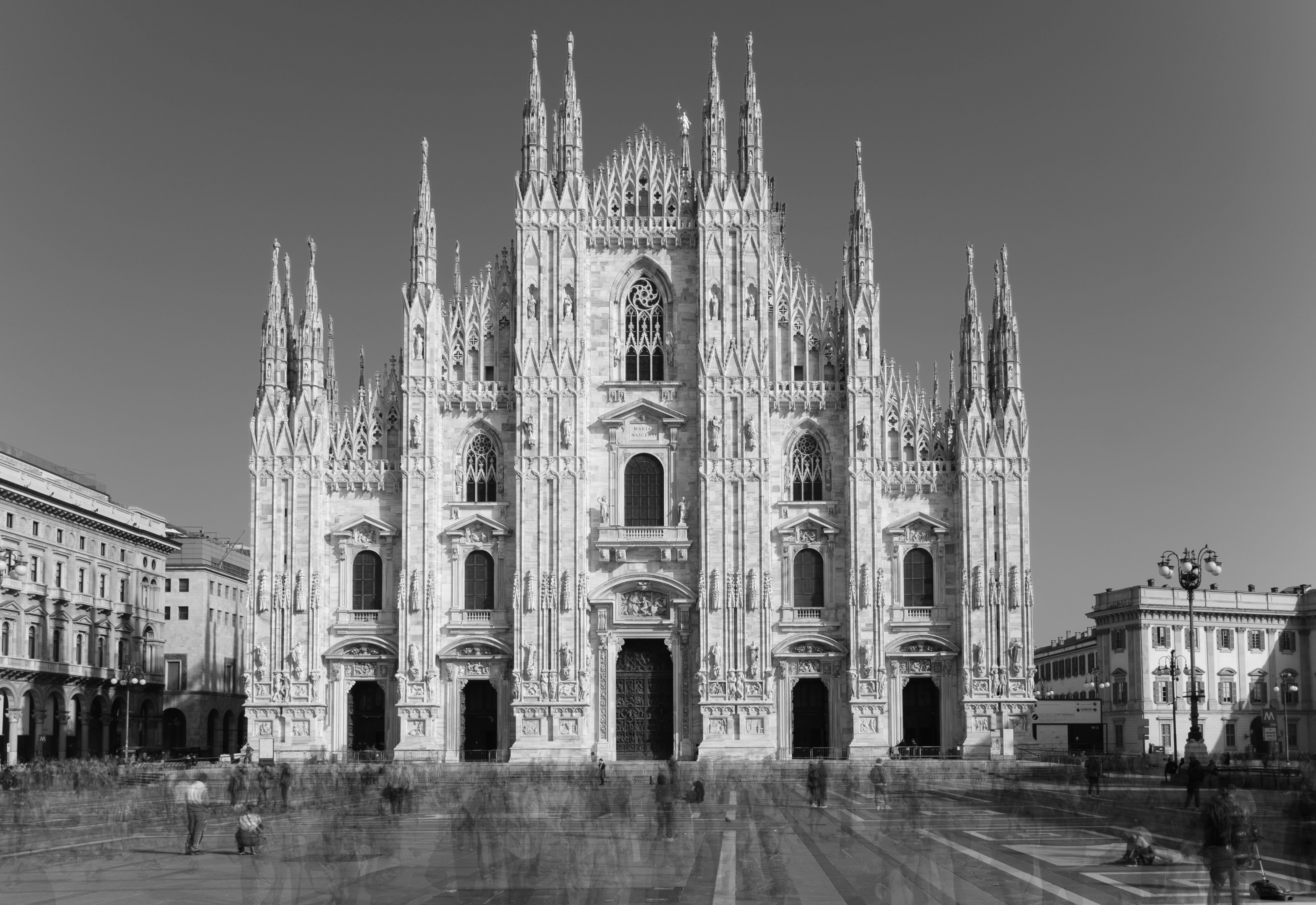 grayscale photo of concrete building